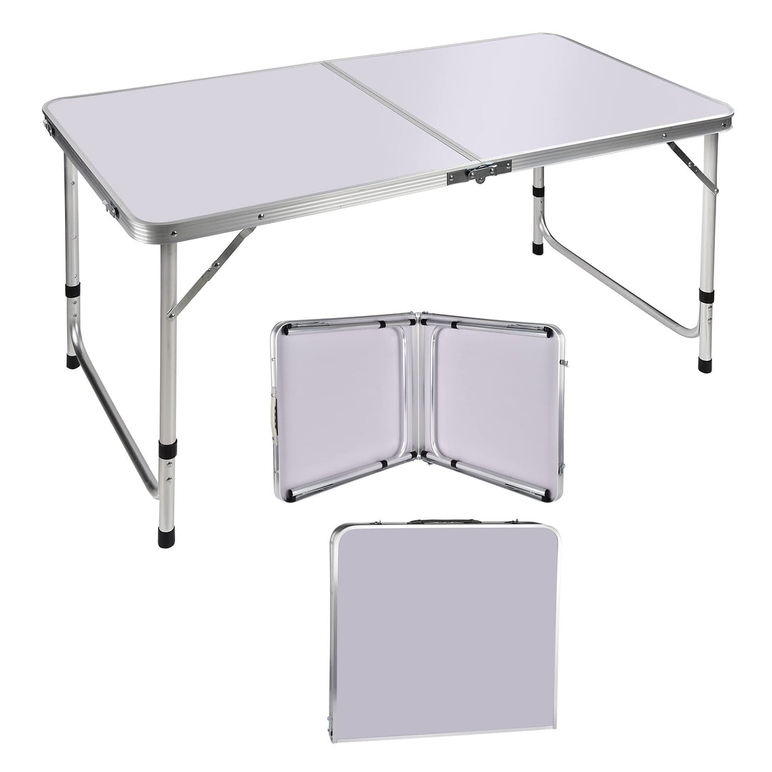Klapptisch, 90 cm, tragbar, zusammenklappbar, mit Tragegriff, Höhe verstellbar, 120 cm, quadratisch,