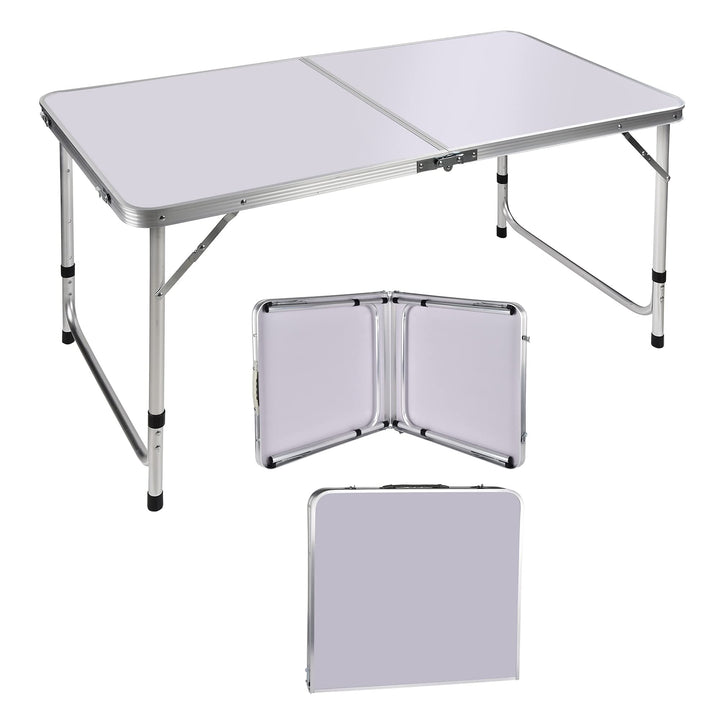 Klapptisch, 90 cm, tragbar, zusammenklappbar, mit Tragegriff, Höhe verstellbar, 120 cm, quadratisch,