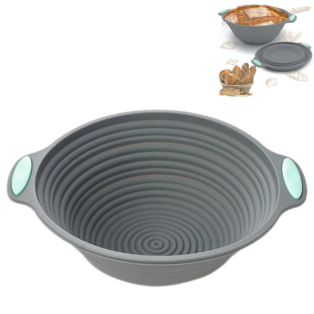 Silikon Gärkorb Brot Proofing Basket - 1 Stück, Grau, Gärkörbchen Rund, Geeignet für die Zubereitung