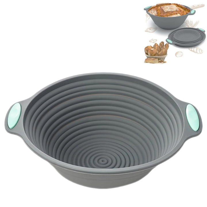 Silikon Gärkorb Brot Proofing Basket - 1 Stück, Grau, Gärkörbchen Rund, Geeignet für die Zubereitung