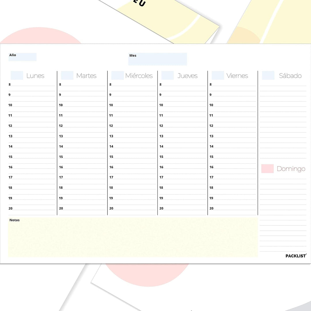Undatierter Wochenplaner. DIN A4-Format, Schreibtischplaner, Wochenorganizer, Wochenagenda, -planer