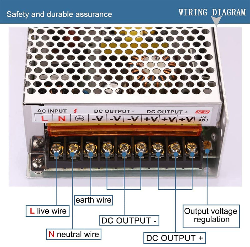 LEDMO 2 Stücke 12V 20A Netzteil Adapter Transformator für LED Streifen Lichter, AC/DC Schaltnetzteil