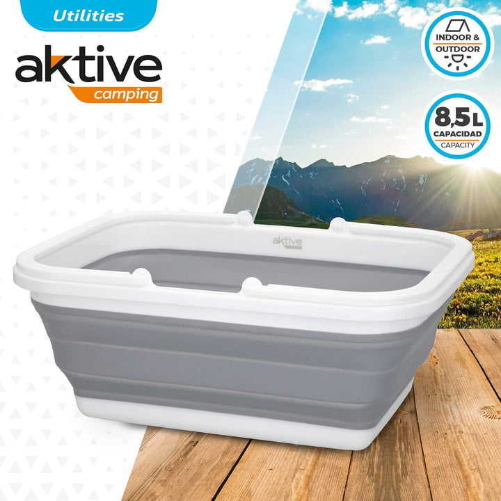 AKTIVE 52986 - Faltbarer Camping- und Picknickkorb | Korb mit Henkeln, Picknickkorb | Fassungsvermög