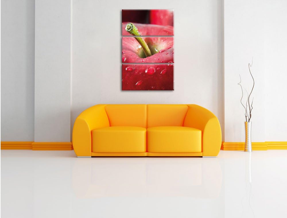 Apfel 3-Teiler Leinwandbild 120x80 Bild auf Leinwand, XXL riesige Bilder fertig gerahmt mit Keilrahm