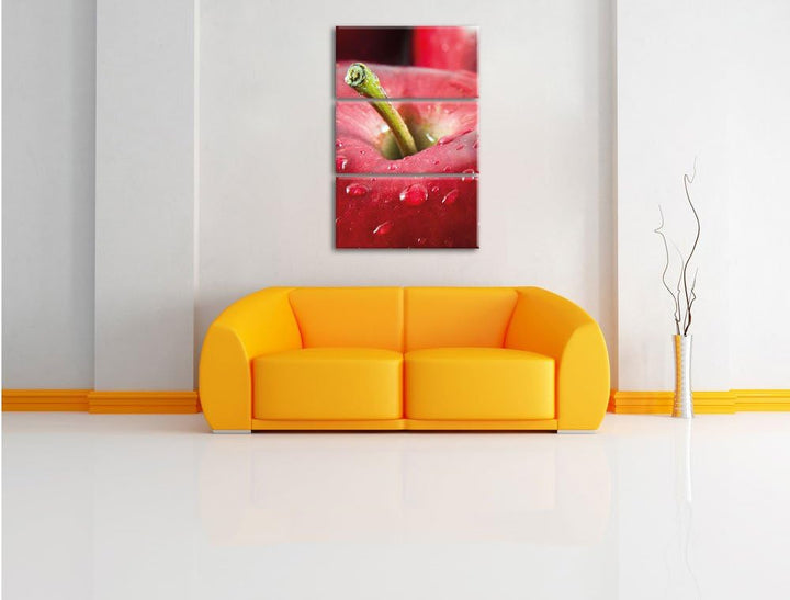 Apfel 3-Teiler Leinwandbild 120x80 Bild auf Leinwand, XXL riesige Bilder fertig gerahmt mit Keilrahm