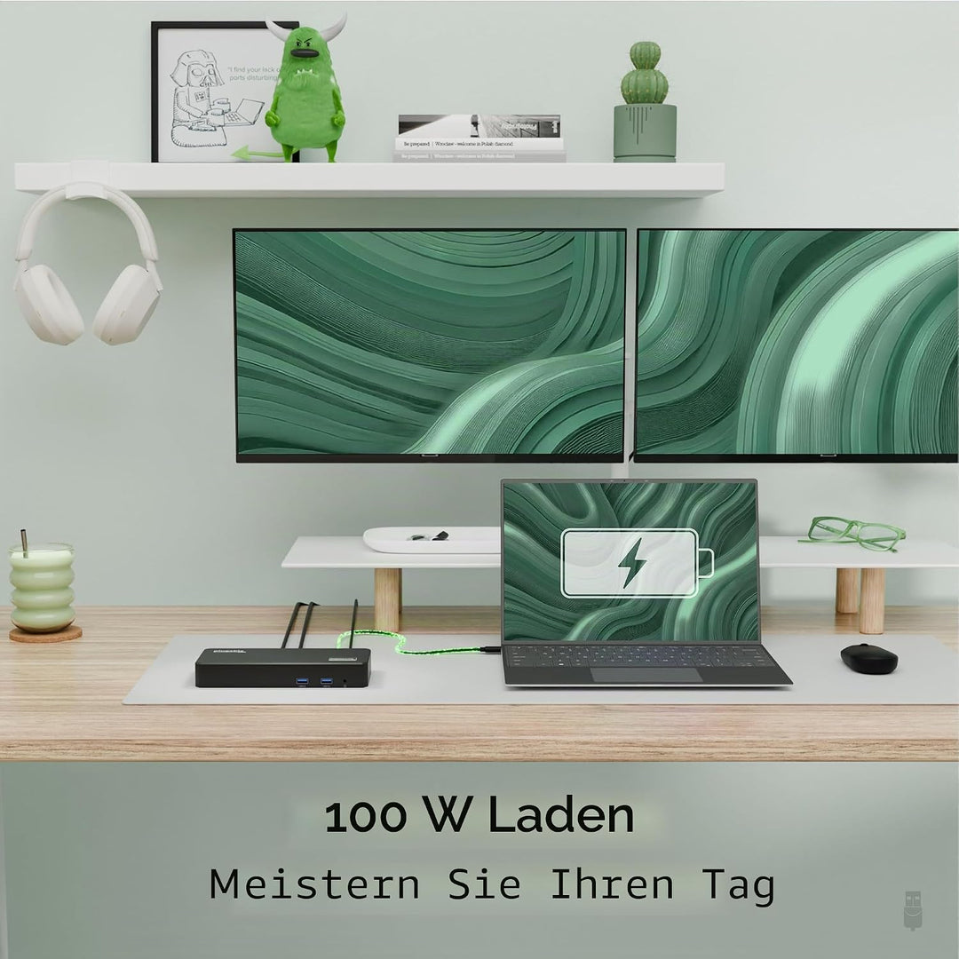 Plugable 12-in-1 USB C Dockingstation Dreifach-Monitor, Triple 4K-Displays mit 3X HDMI oder 3X Displ