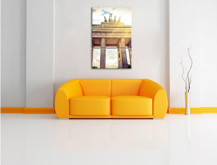 Pixxprint Brandenburger Tor Berlin als Leinwandbild/Grösse: 3 Teilig (120x80 cm) cm/Wandbild/Kunstdr