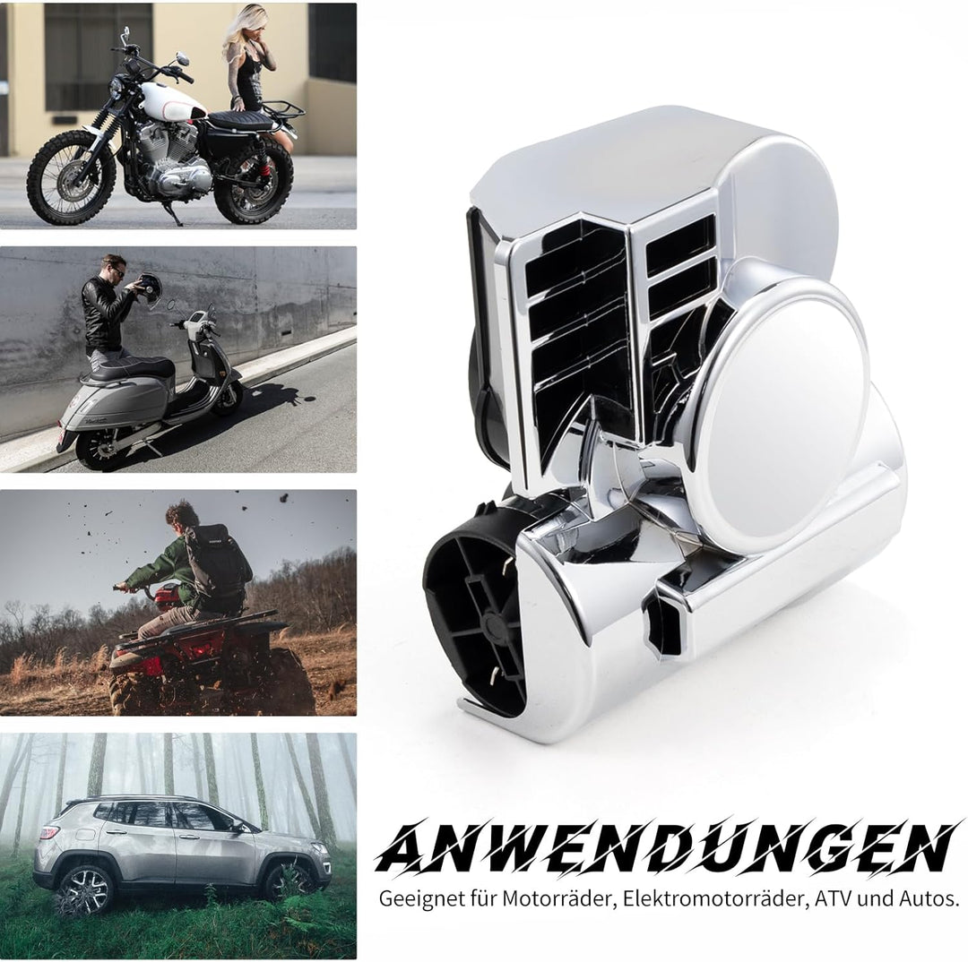 FARBIN 12V Lufthorn Auto Horn Kit Air Horn Laute Luft Hupe Druckluft Hupe Kit für Motorrad LKW Auto