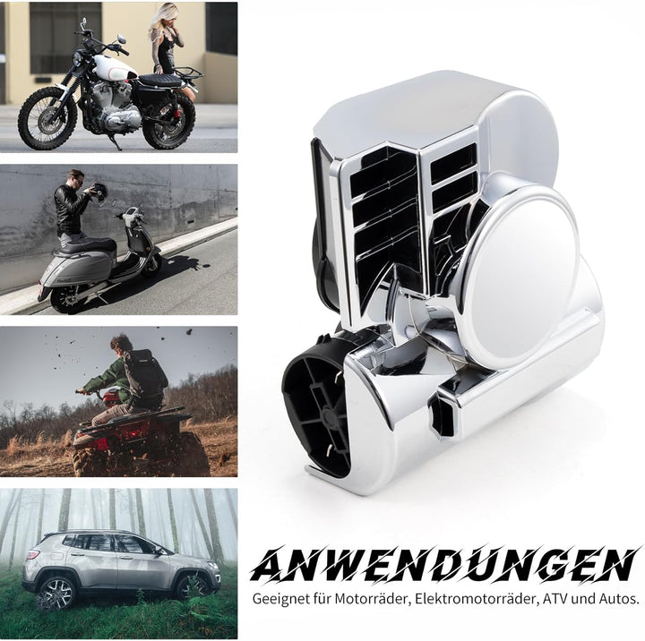 FARBIN 12V Lufthorn Auto Horn Kit Air Horn Laute Luft Hupe Druckluft Hupe Kit für Motorrad LKW Auto