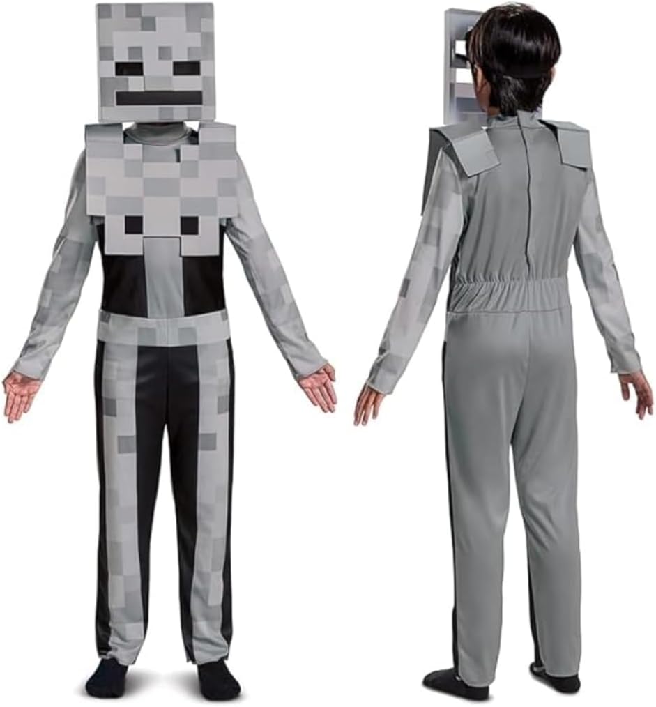 Minecraft Skelett-Kostüm für Kinder, Videospiel-inspiriertes Charakter-Outfit, klassisches Kind, Grö