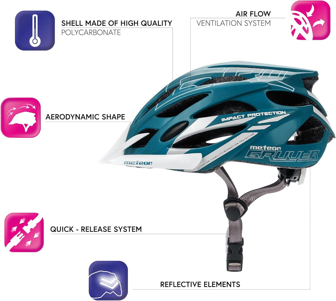meteor® Fahrradhelm GRUVER Herren Damen Kinder-Helm MTB rollerhelm mädchen kinderfahrradhelm für Dow