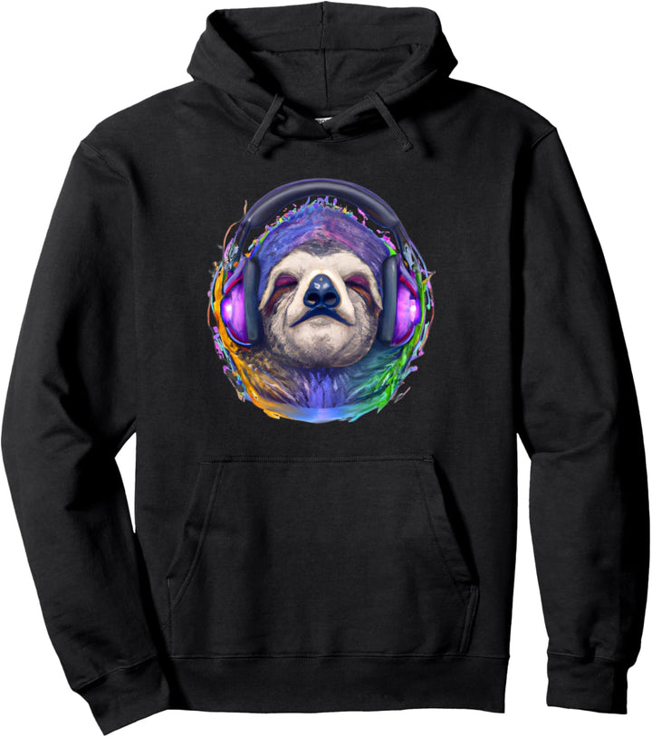 Buntes cooles faule Faultier Musik Pullover Hoodie