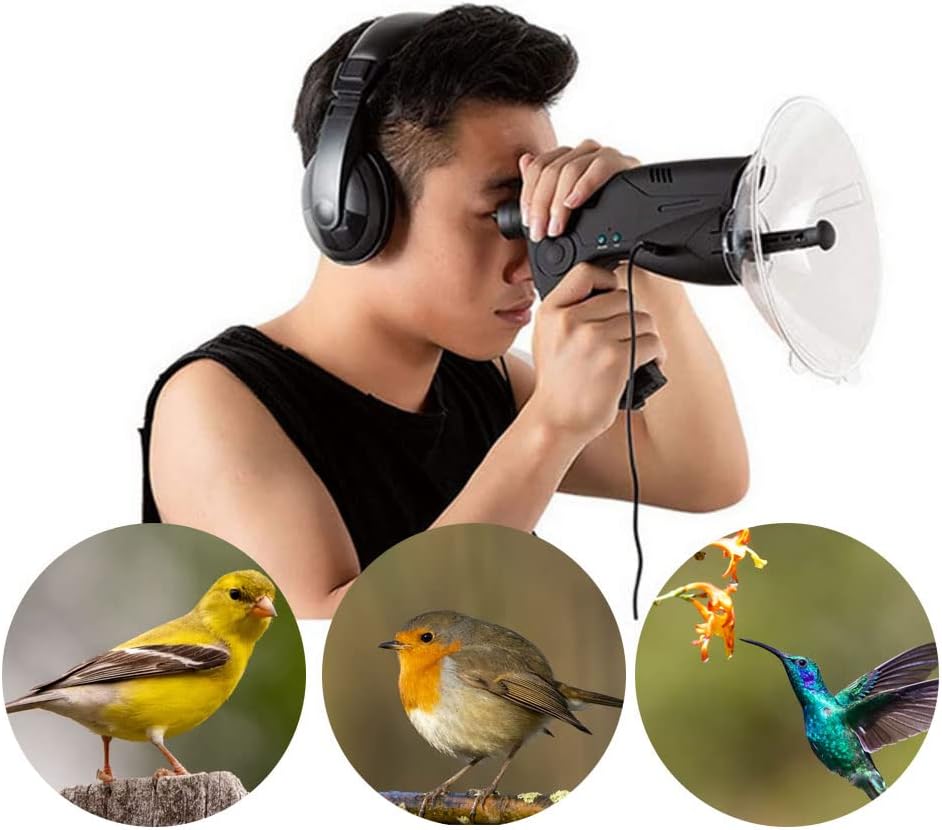 Liummrcy Parabolmikrofon Monokulare 8X Langstrecken-Vogelhörschale Richtmikrofon Parabolmikrofon Bio
