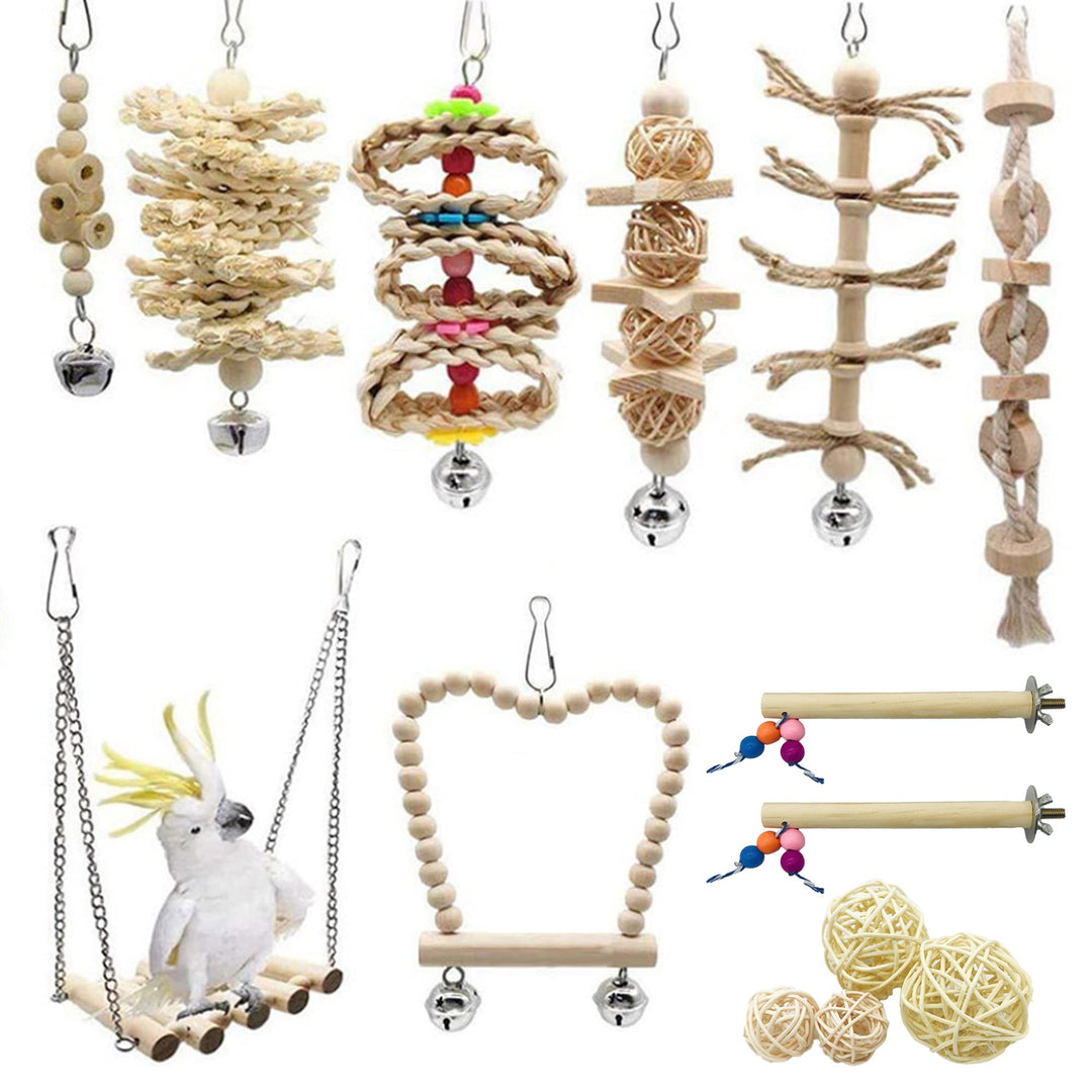 Papagei Spielzeug Set mit Schaukel und Sitzstangen für Vögel Stil 4, Stil 4