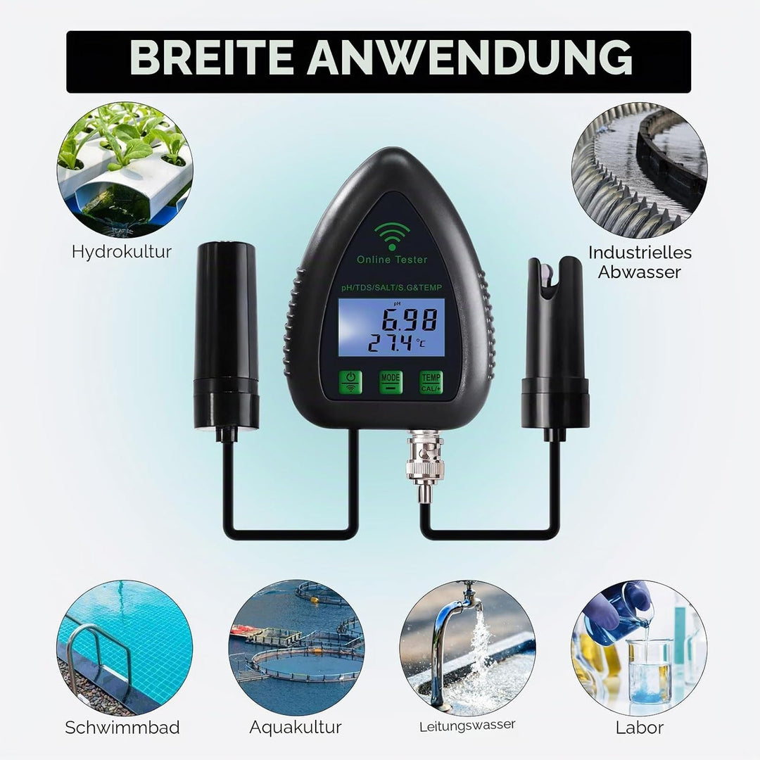 Wasser Qualität Prüfer pH/TDS/Salz/S.G/Temperatur Online APP Überwachung WiFi Prüfer für Aquarium Hy