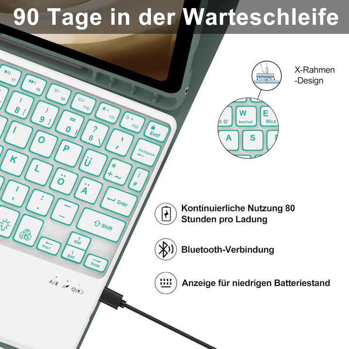 Tastatur für Samsung Galaxy Tab A9 Plus 11" con Touchpad, Hülle mit Tastatur für Samsung Tab a9+ 202