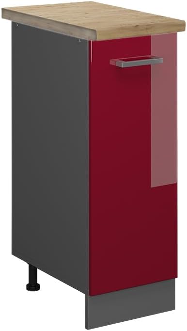 Vicco Apothekerschrank R-Line, Bordeaux Hochglanz/Anthrazit, 30 cm, AP Eiche Bordeaux Hochglanz Apot