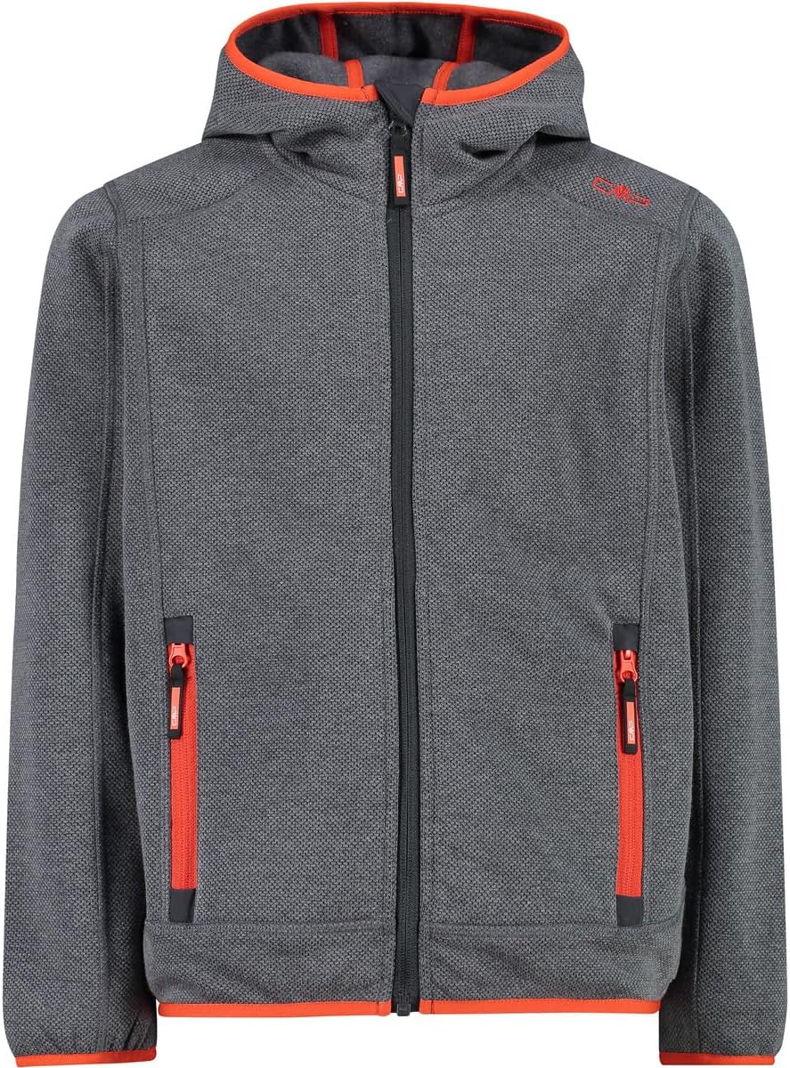 CMP Unisex Kinder Kinderjacke mit Fester Kapuze Jacke (1er Pack) 98 Anthrazit-Flamme, 98 Anthrazit-F