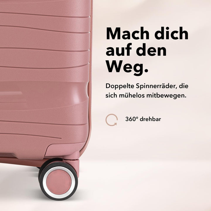 Travel One Kofferset 4-teilig – Rosa – Trolley Set 32L/60L/98L mit Zahlenschloss & 360° Rollen Rosa