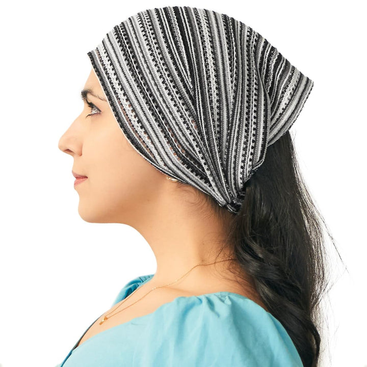 Breites Sommer-Stirnband für Damen & Herren, Leichtes Mesh Bandana, Häkel-Haarband Hipster Strick, A