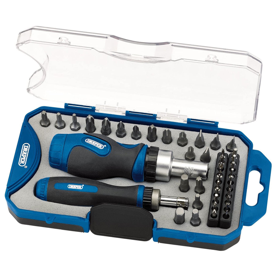 Draper 46479 Ratschen-Schraubendreher und Bit, 42-teilig, blau