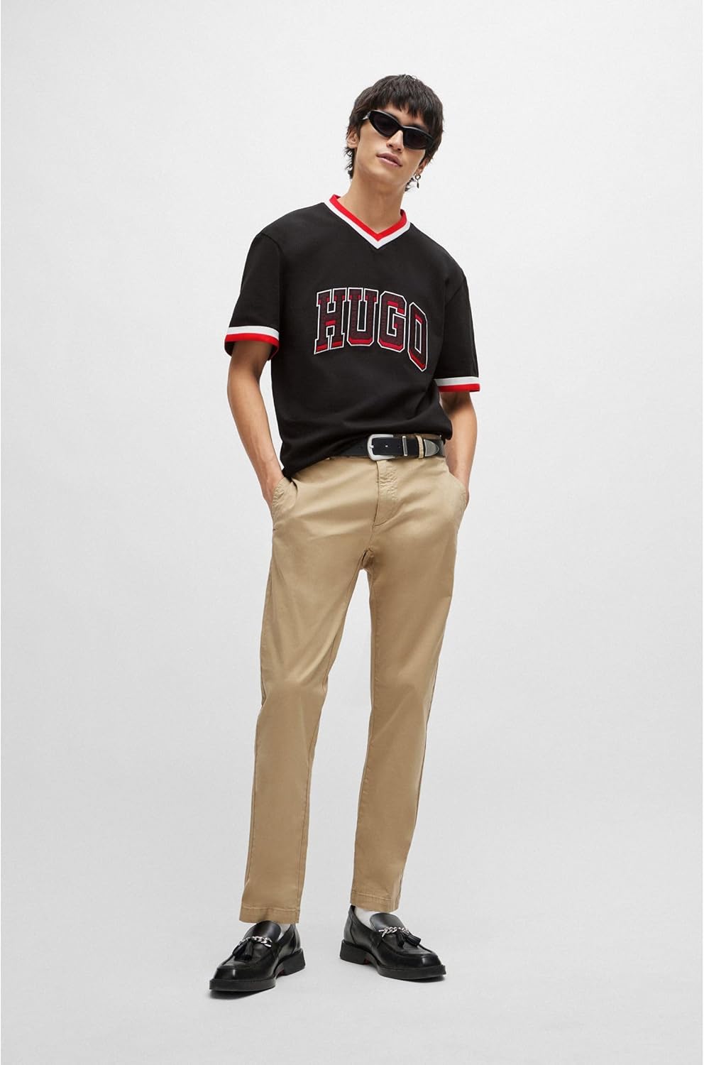 HUGO Herren David222D Slim-Fit Chino aus elastischer Baumwoll-Gabardine 33W / 34L Medium Beige264, 3