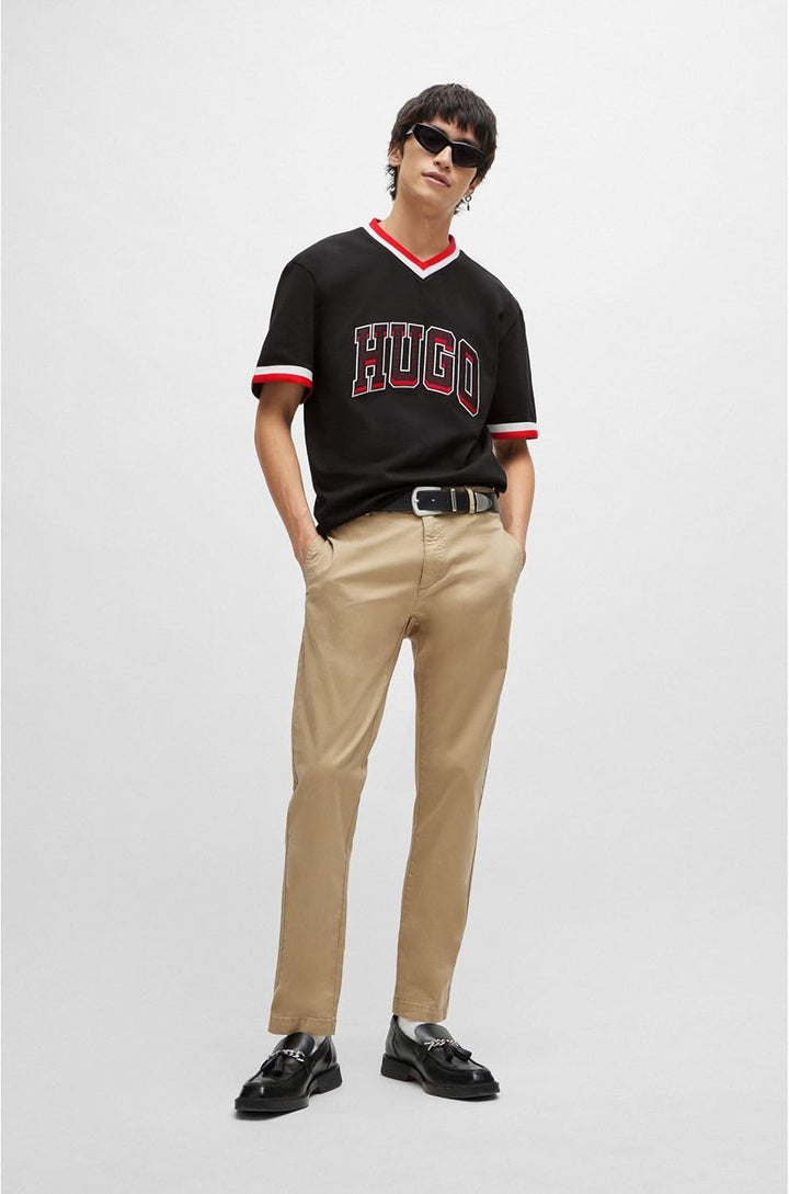 HUGO Herren David222D Slim-Fit Chino aus elastischer Baumwoll-Gabardine 33W / 34L Medium Beige264, 3