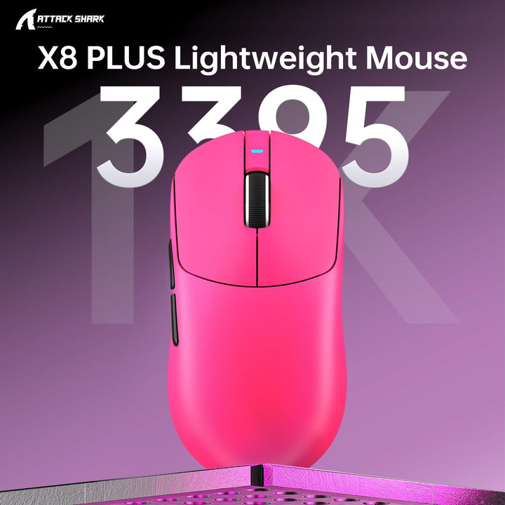 ATTACK SHARK X8PLUS Mouse for Large Hand, 55g Superlight, PixArt PAW3395PRO Gaming Sensor, BT/2.4G W