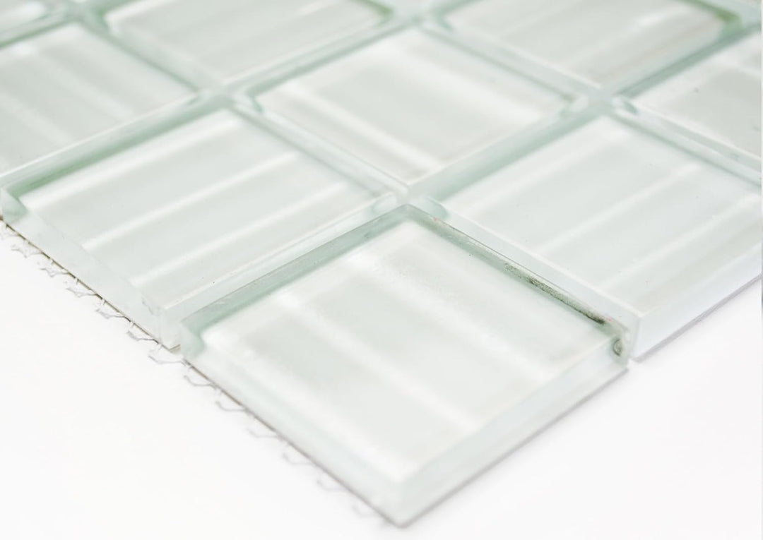 Glasmosaik Quadrat Crystal Hologramm Barcode weiss 3D Effekt Fliesenspiegel, Mosaikstein Format: 48x