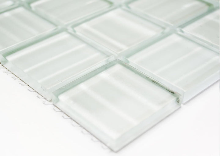 Glasmosaik Quadrat Crystal Hologramm Barcode weiss 3D Effekt Fliesenspiegel, Mosaikstein Format: 48x