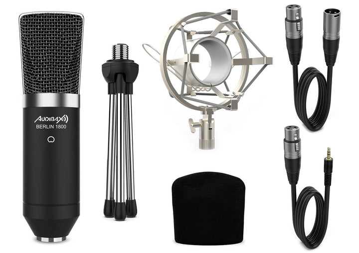 Audibax Berlin 1800 Silver Pack Micrófono Studio Gran Diafragma Silber Mehrfarbig, Silber Mehrfarbig