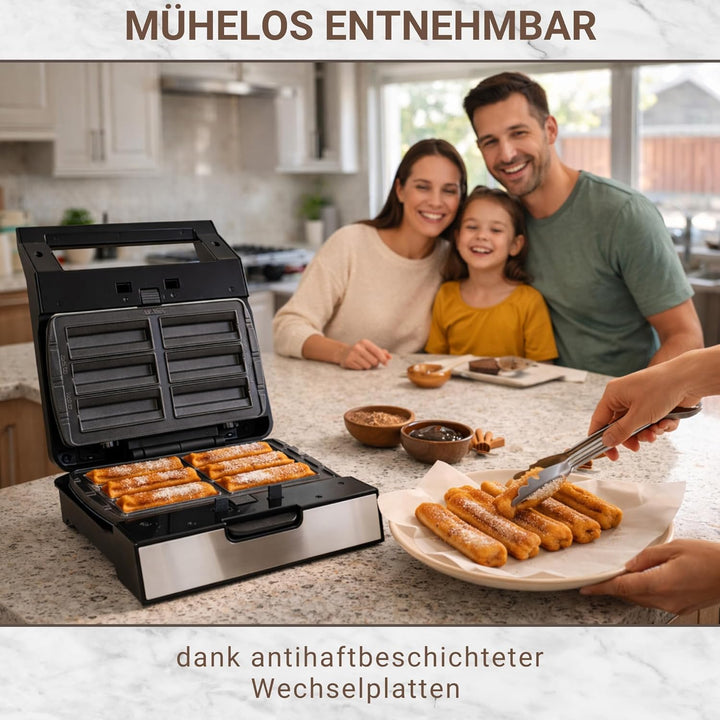 Syntrox Germany MM-1400W-Gusto-Churros Maker für 6 Churros - Mit Wechselplatten System