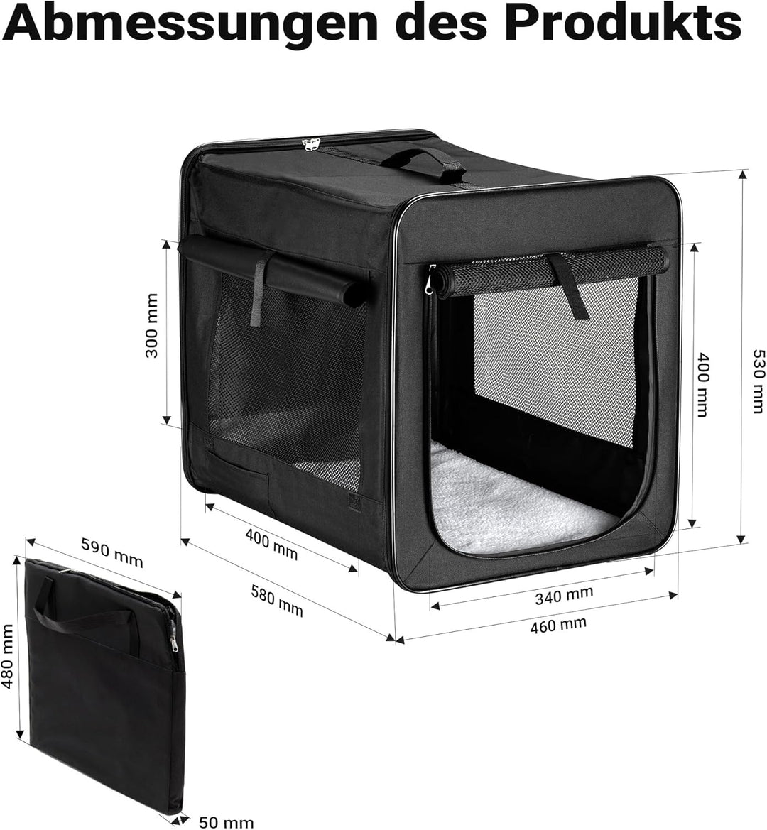 Fudajo Faltbare Transportbox für Hunde, Katzen M (58x46x53 cm), robust, leicht, sicher, Hundebox mit