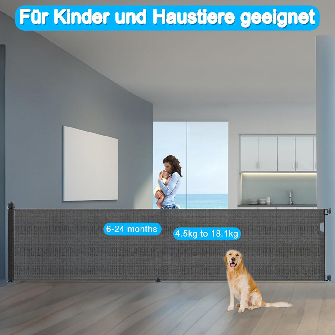 LARS360 Türschutzgitter Ausziehbar 0-300cm Treppenschutzrollo Baby Treppenschutzgitter Einziehbares