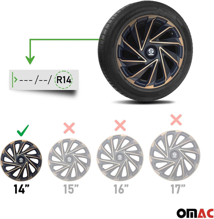 Sparco Radzierblenden Varese - 14-Zoll - Gold/Schwarz - Satz mit 4 Stück