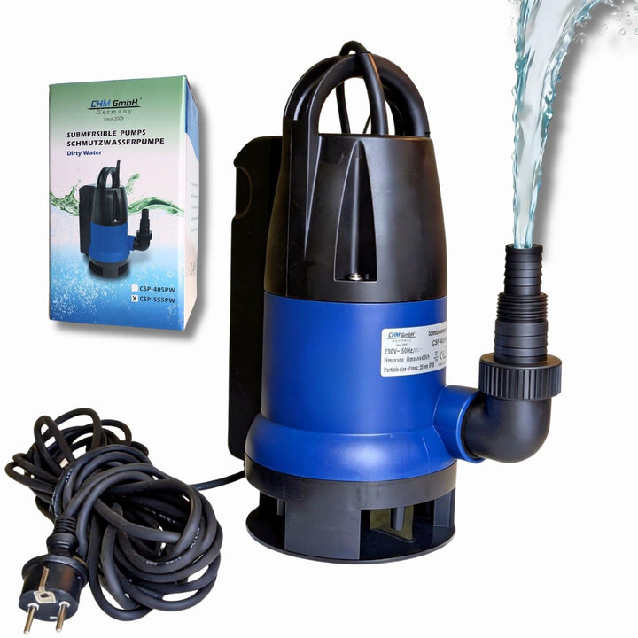 Schmutzwasserpumpe 555 Watt, Tauchpumpe 10.000 L/h 0,7 Bar Druck >>7m Förderhöhe