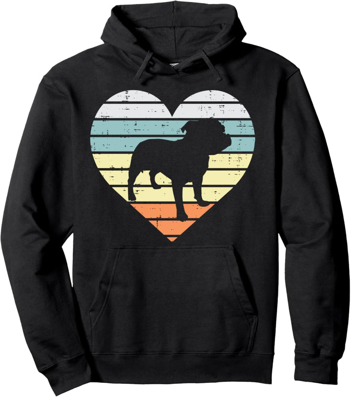 Pitbull Silhouette Heart Retro Pitties Dog Lover Owner Gift Pullover Hoodie