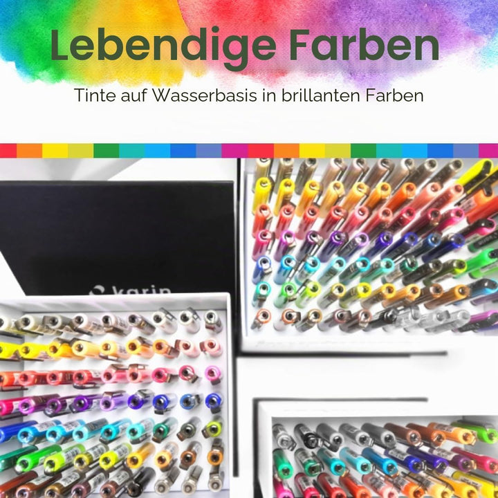 KARIN Mega Box PLUS - 72 Farben + 3 Blender, Brushmarker PRO - Brushpens auf Wasserbasis geeignet zu