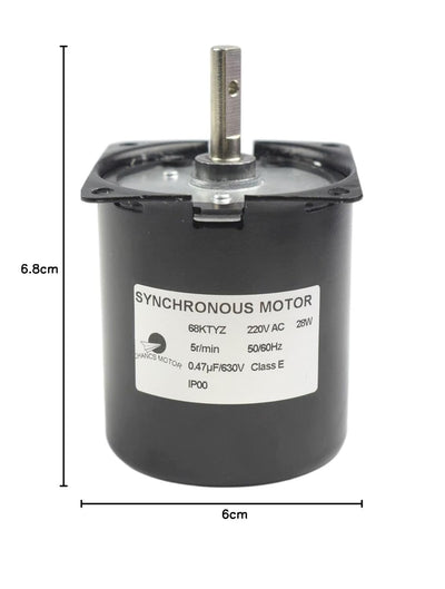 Drehzahlmindernder Getriebemotor 68KTYZ 220V 5RPM CW/CCW Untersetzungsmotor reversibel Drehmoment 70