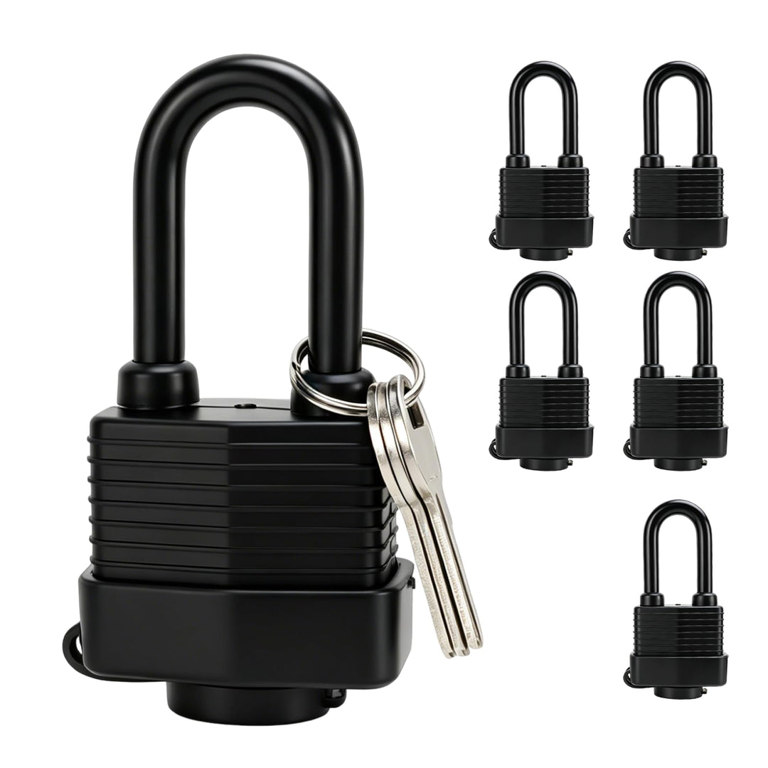 Vorhängeschloss Schloss Padlock Vorhangschloss | 6 Stück mit 18 Schlüssel Wetterfest Messing Gleichs