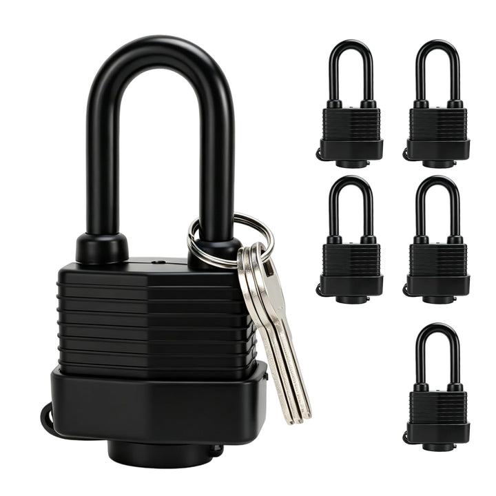 Vorhängeschloss Schloss Padlock Vorhangschloss | 6 Stück mit 18 Schlüssel Wetterfest Messing Gleichs