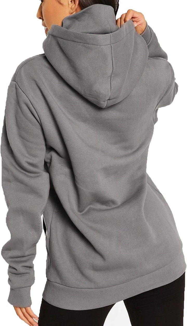 TrendiMax Damen Hoodie Kapuzenpullover Langarm Sweatshirt Winter Pullover Hochkragen Sweatjacke Kapu