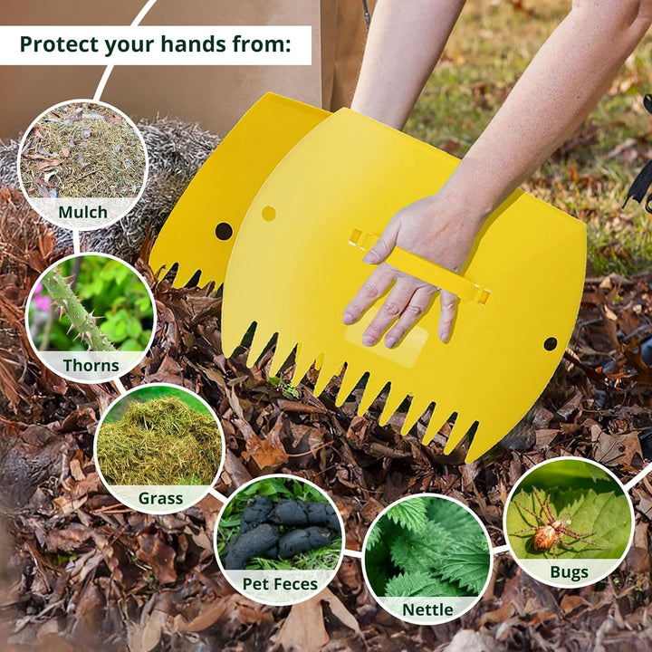GardenHOME Laubsammler 2er Set – Grosse Laubschaufeln & Laubgreifer für Garten, Robuste Handrechen a