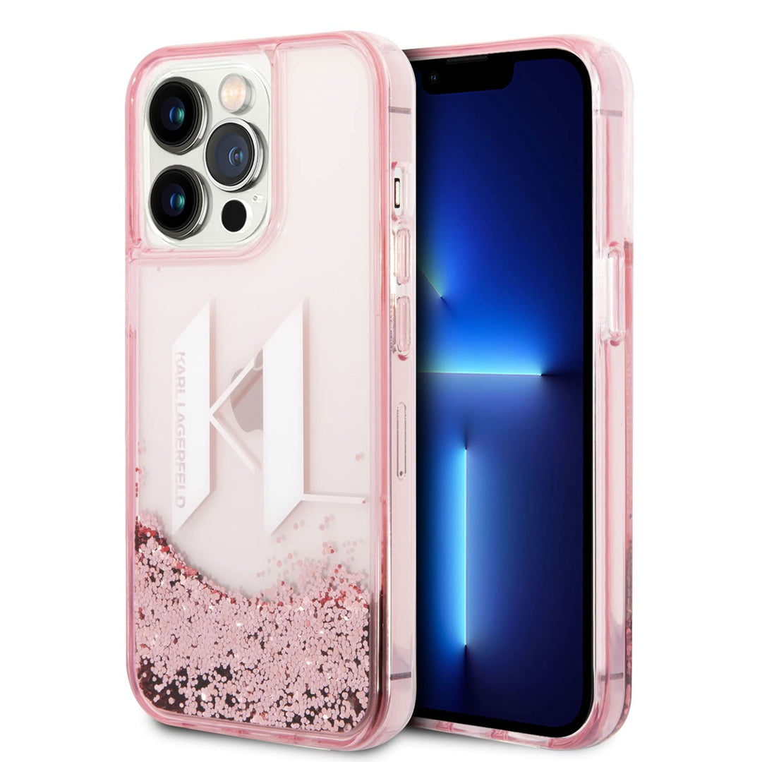 Karl Lagerfeld KLHCP14LLBKLCP Hülle für iPhone 14 Pro 6,1" rosa/pink hardcase Liquid Glitter Big KL