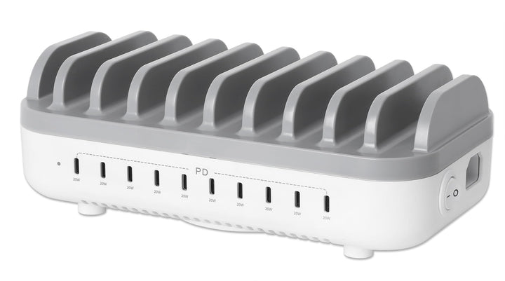 Manhattan 102766 Organizzatore Per Stazioni Di Carica Bianco, Grigio (charging Station 10 Port UsB-C