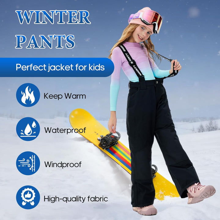 Skihose für Kinder Mädchen Winter Wasserdicht Winddicht Warme Snowboard-Rückenhose Standard 116-122