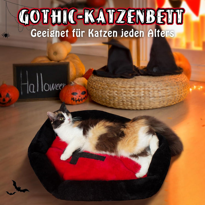 Fantasreen Gothic Katzenbett, waschbar, passend für Katzen bis zu 10kg – Sarg-Design, Gothic Haustie