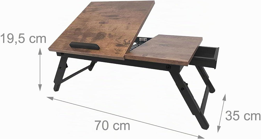 Relaxdays Laptoptisch für Bett &amp; Couch, klappbarer Betttisch, Bambus, höhenverstellbar, Betttablett,