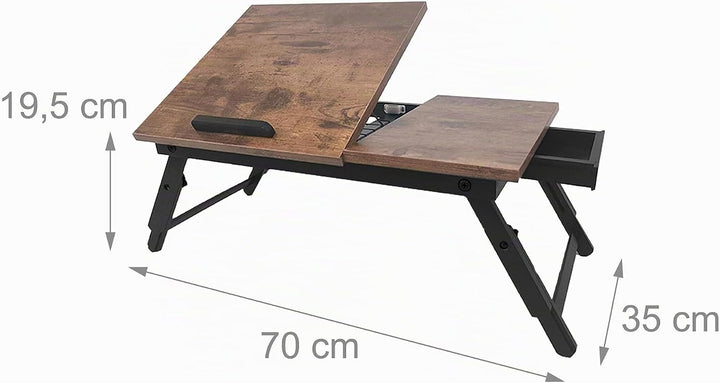 Relaxdays Laptoptisch für Bett &amp; Couch, klappbarer Betttisch, Bambus, höhenverstellbar, Betttablett,