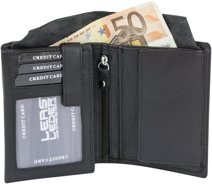 LEAS Wiener-Kombibörse RFID- Schutz mit Geheimfach Echt-Leder, schwarz Special Edition